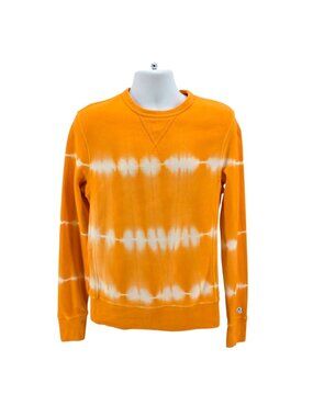 Champion X Todd Snyder Mens Medium Sweatshirt Tie Dye Orange Crew Neck Hippie